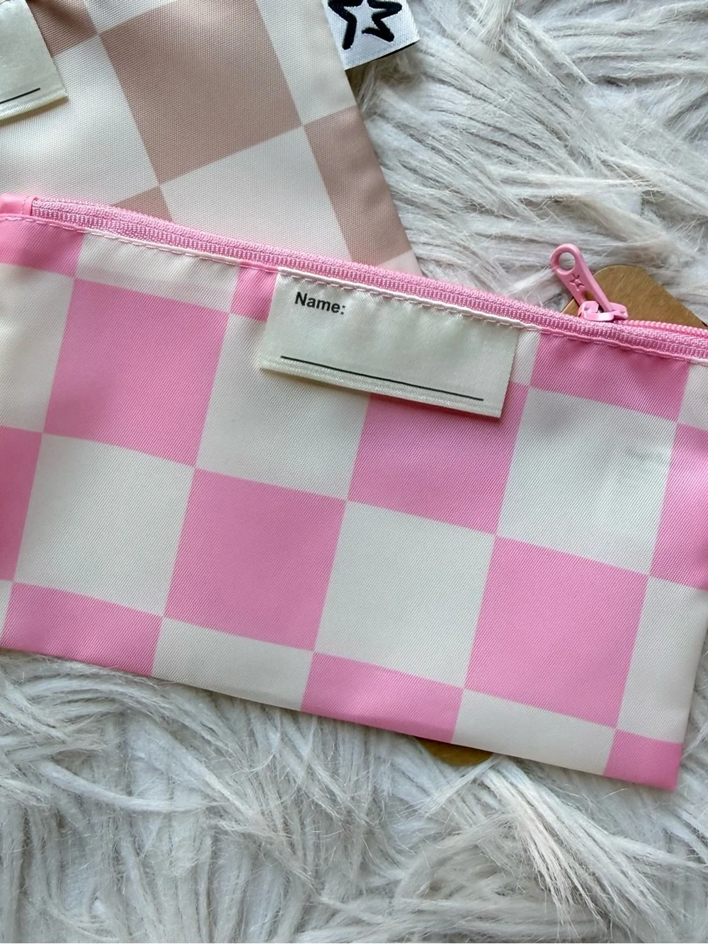 Tiny Twinkle Reusable Snack Bags 5 Piece Set Pink Checkered Zip Pouches